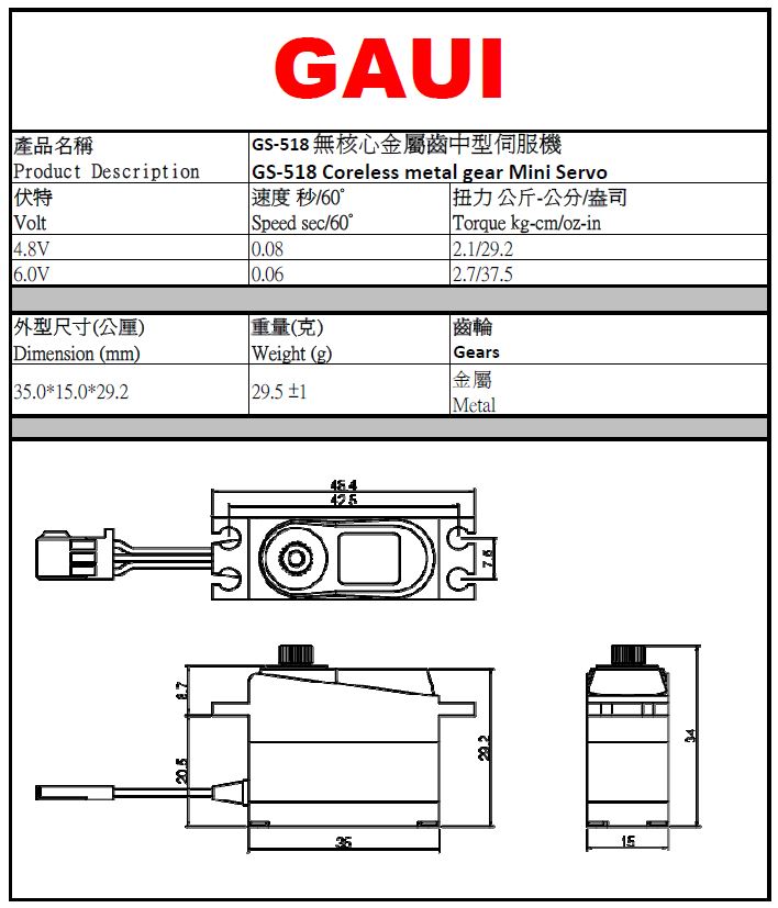 GS-518 Specs