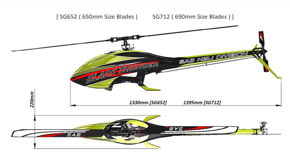 SAB Goblin 700 Black Thunder Green Discontinued Zen RC